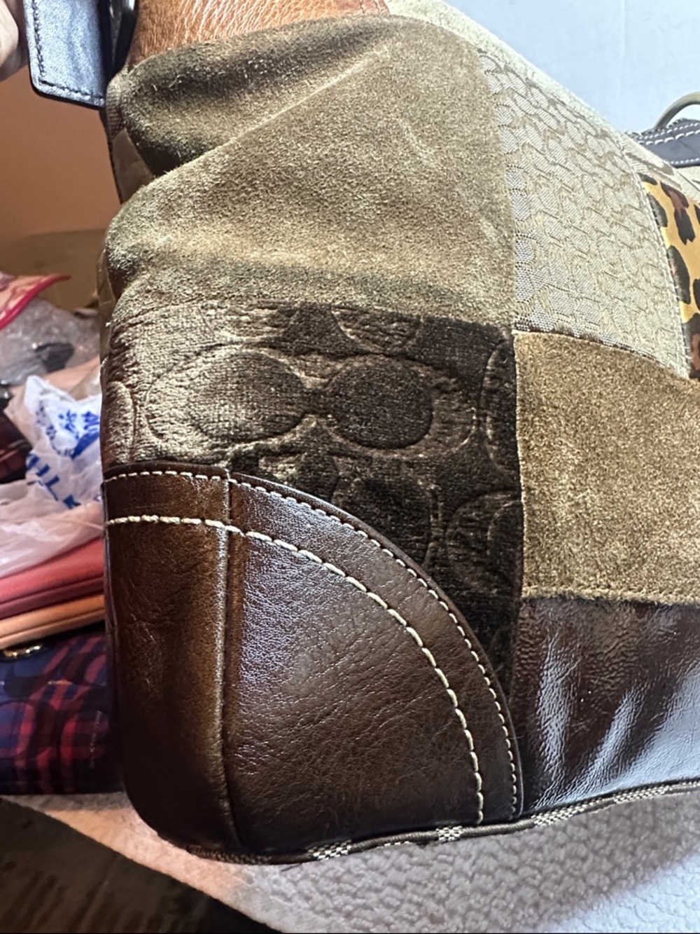 Coach 2008 Patchwork Leopard Accent Shoulder Bag in Brown, Tan, Gold - Picture 4 of 14